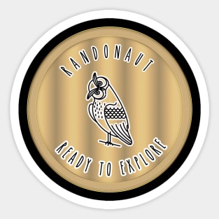 Randonaut ready to explore. Randonautica Owl. Sticker